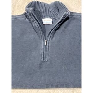 Columbia Sweater Men's Size L‎ Olive Green Cotton Knit 1/4 Zip Pullover